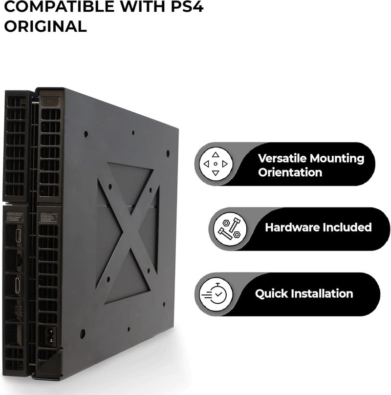 HumanCentric حامل جداري متوافق مع النسخة الأصلية من PS4 Fat، يمكن تركيبه على الجدار أو على ظهر التلفاز بنمط VESA، لا يعمل مع PS4 Slim أو Pro، يشمل الأجهزة المرفقة - Image 5