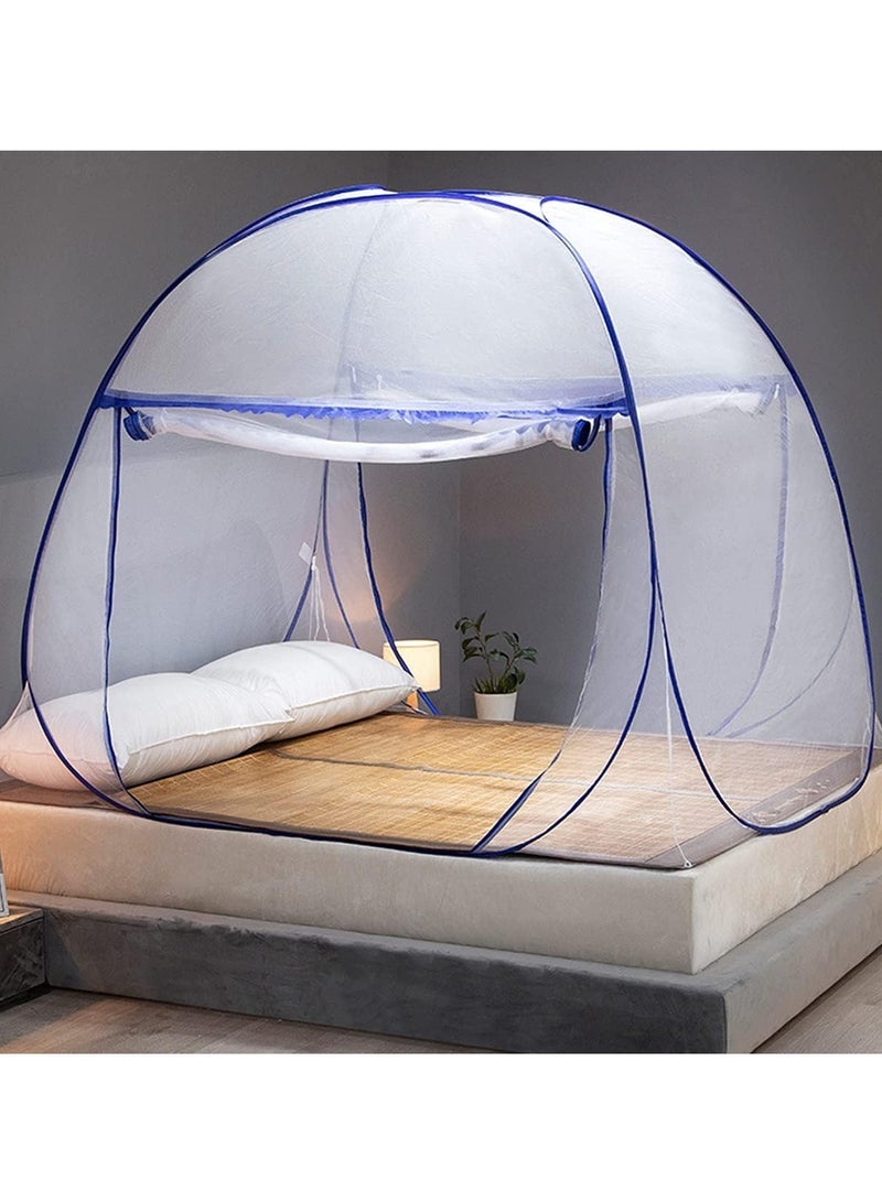 كابتن تيك Portable Pop Up Mosquito Net Tent, 180 * 200 * 150cm Foldable Mosquito Sleeping Net, Double Door Zip Portable Tent, Suit for Twin to King Size Bed, for Bed, Camping, Traveling Easy to Install - Image 1