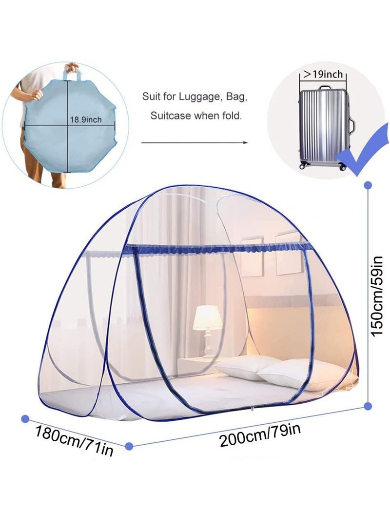 كابتن تيك Portable Pop Up Mosquito Net Tent, 180 * 200 * 150cm Foldable Mosquito Sleeping Net, Double Door Zip Portable Tent, Suit for Twin to King Size Bed, for Bed, Camping, Traveling Easy to Install - Image 2