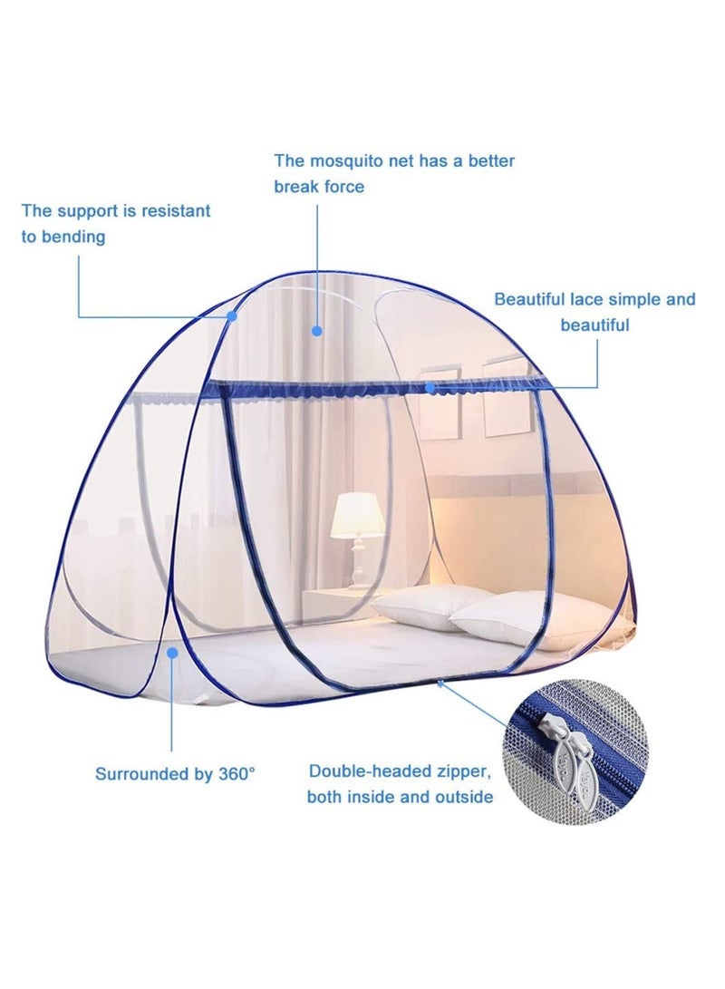 كابتن تيك Portable Pop Up Mosquito Net Tent, 180 * 200 * 150cm Foldable Mosquito Sleeping Net, Double Door Zip Portable Tent, Suit for Twin to King Size Bed, for Bed, Camping, Traveling Easy to Install - Image 3