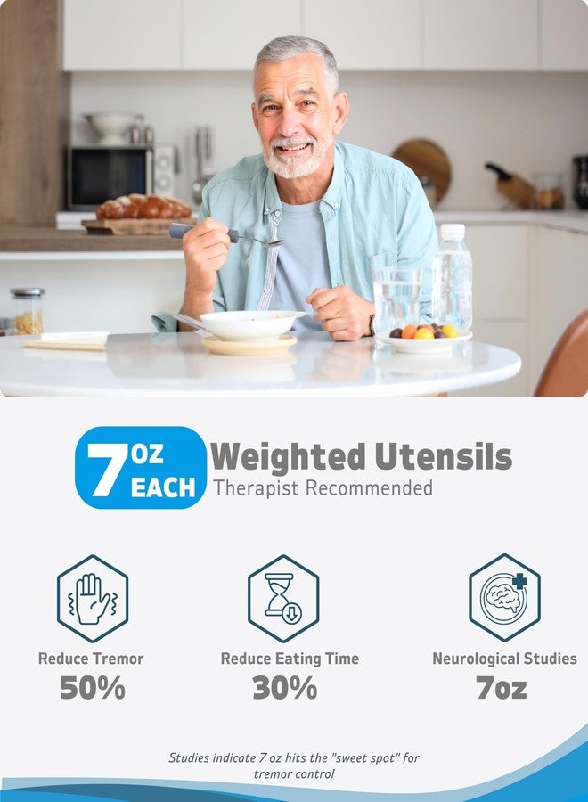 BaseSmall - Adaptive Utensils (4-Piece Set) Weighted 7 Oz Each- Weighted Utensils for Hand Tremors and Parkinson's Patients - Weighted Silverware for Hand Tremors, Weighted Spoons - Image 2