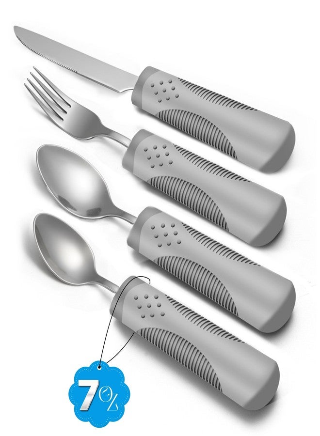 BaseSmall - Adaptive Utensils (4-Piece Set) Weighted 7 Oz Each- Weighted Utensils for Hand Tremors and Parkinson's Patients - Weighted Silverware for Hand Tremors, Weighted Spoons - Image 1
