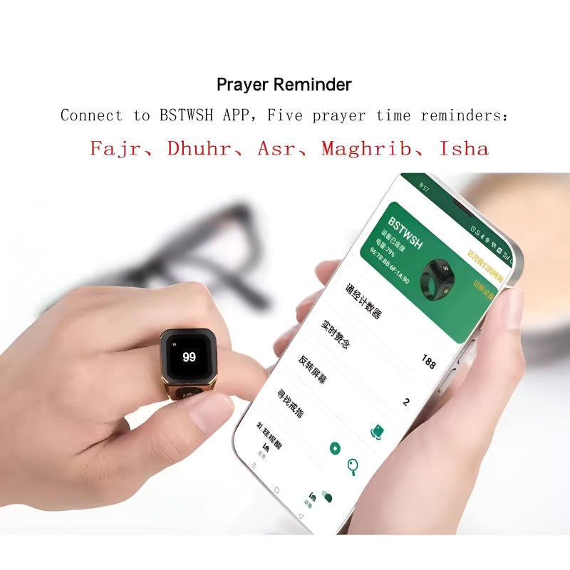 Smart Tasbih Ring - Wearable Electronic Prayer Counter with Digital Display, Accurate Counts, Prayer Times Reminder, and Sleek Design for Daily Devotion (size2-20mm) - Image 4