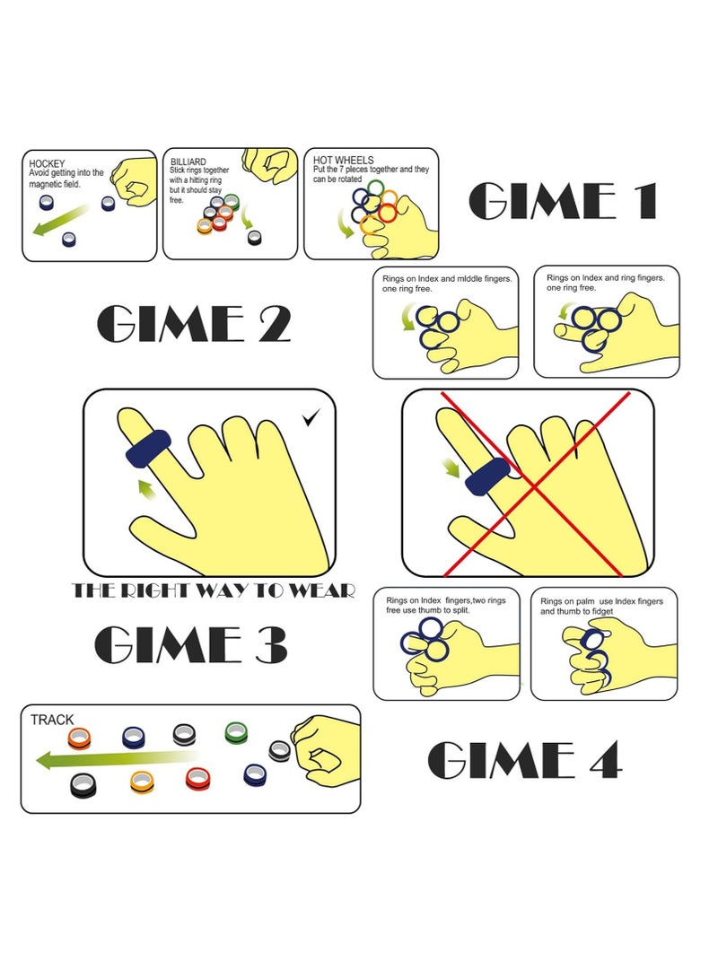 Magnetic Ring Stress Relieving Toy Set, Creative ADHD Stress Relieving Toy, Adult Stress Relieving Magnet Rotating Ring for Anxiety Relief Treatment, Stress Relieving Magnetic Ring Very Suitable for Adults, Adolescents, and Children (Graffiti - Color Random) - Image 2