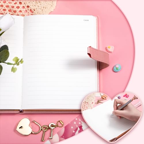 CAGIE Diary with Lock for Girls Ages 8-12 Journal with Lock and Key 296 Gold Edged Pages Heart-Shaped Locked Journal for Women Teen Girls with Gift Box (A - Pearl Pink) - Image 4