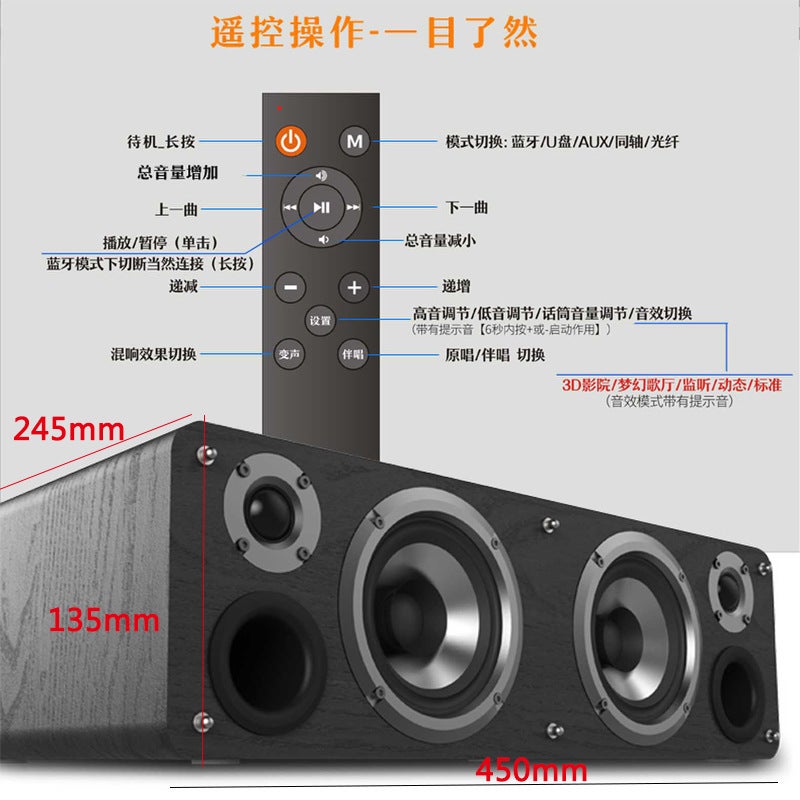 Retro Computer Speaker High Power Hifi Sound Quality Subwoofer Wooden Subwoofer Home Desktop Bluetooth Speaker - Image 4