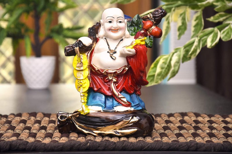 Mariner's Creation Laughing Buddha for Good Luck, Home Decor House, Decorative Showpiece, Warming Gift Items size-12X8X22CM Color- Multi, Resin - Image 4