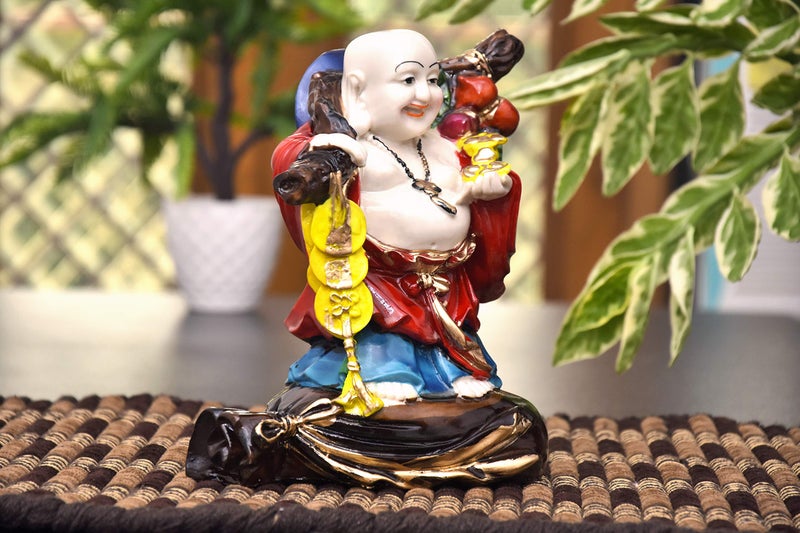 Mariner's Creation Laughing Buddha for Good Luck, Home Decor House, Decorative Showpiece, Warming Gift Items size-12X8X22CM Color- Multi, Resin - Image 2