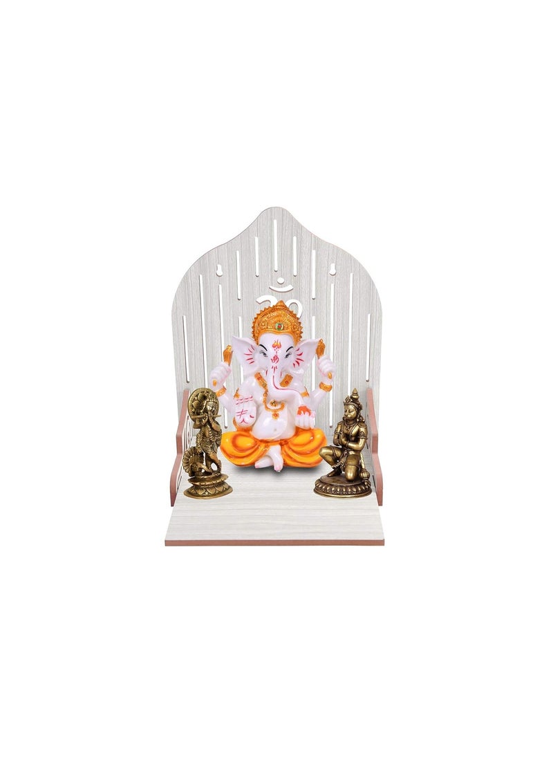 AVAD AVAD Wooden Handmade Fordable Temple Wall hanging Small Temple for Home and office Pooja Mandir Small Temple Small Temple for Home wall Hanging White  - Image 1