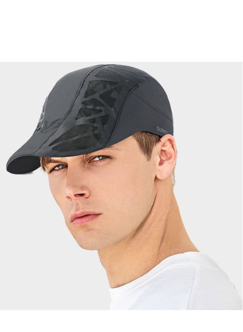 Men Mesh Cap Baseball Cap, Running Hat Quick Drying Hats, Sport Breathable Caps, Solid Color Snapback Hat for Unisex (Black)