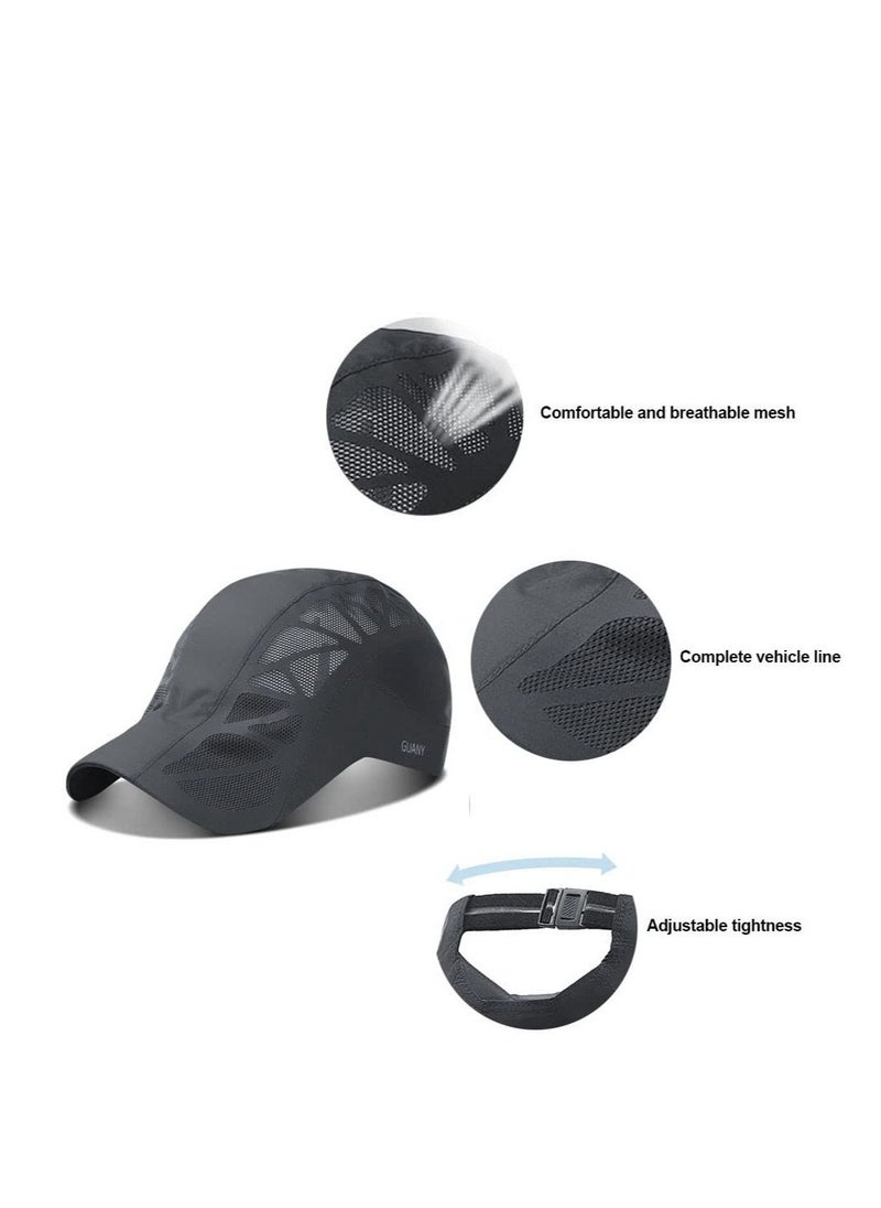Men Mesh Cap Baseball Cap, Running Hat Quick Drying Hats, Sport Breathable Caps, Solid Color Snapback Hat for Unisex (Black)