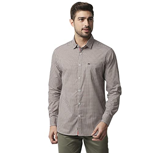 Thomas Scott Mens | Full Sleeve | Checks Printed | Regular Fit | 100% Cotton | Spread Collar | Casual | Shirt (Coffee_2XL) - Image 1