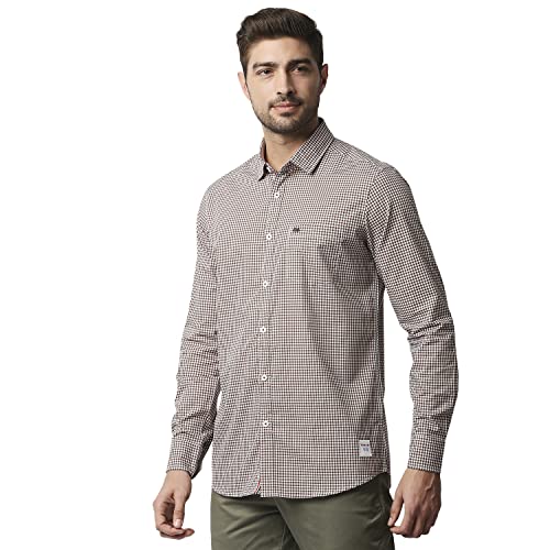 Thomas Scott Mens | Full Sleeve | Checks Printed | Regular Fit | 100% Cotton | Spread Collar | Casual | Shirt (Coffee_2XL) - Image 4