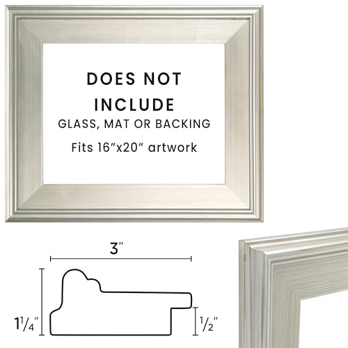 Creative Mark Plein Air Style Frame, Hand Leafed Silver, 16x20-3" Wide Moulding with 1/2" Rabbet Depth, Open Back W/O Glazing, Museum Quality, For Art Panels, Stretched Canvas, Pictures and More - Image 3