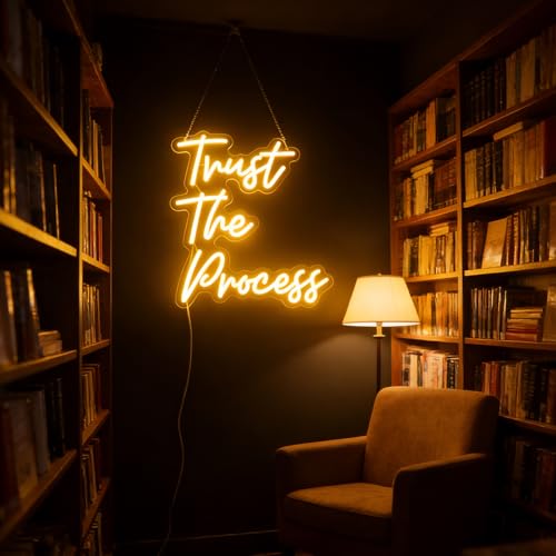 QiaoFei "Trust The Process" LED Neon Sign Word/Letters USB Powered Neon Lights for Kid's Room Home Art Wall Decor ​Window Living Room Decor Christmas Birthday Gift(warm white) - Image 3