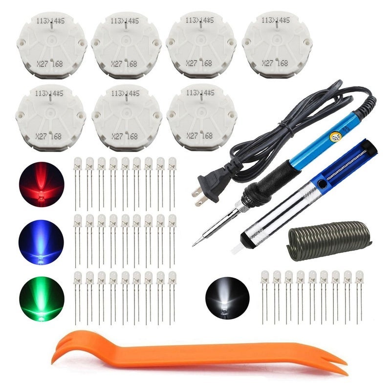 مجموعة إصلاح محرك الخطوات بمقياس Zinger Instrument Cluster X27 168 تتناسب مع 03-06 GM شيفروليه سيلفرادوس تاهو يوكونز (7Motors+36 مصابيح LED + مكواة لحام + مصاص لحام + أداة إزالة + قلب الراتنج الفلوكس)