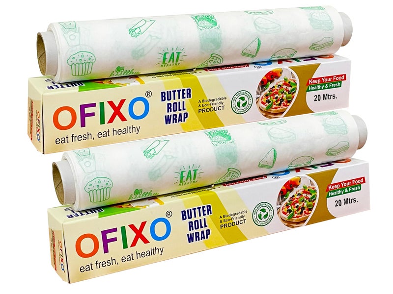 OFIXO (Pack of 2) 20 Meter Food WRAP Multipurpose Wrapping Paper. Re-heatable Non Stick Food Wrapping Paper - Image 1