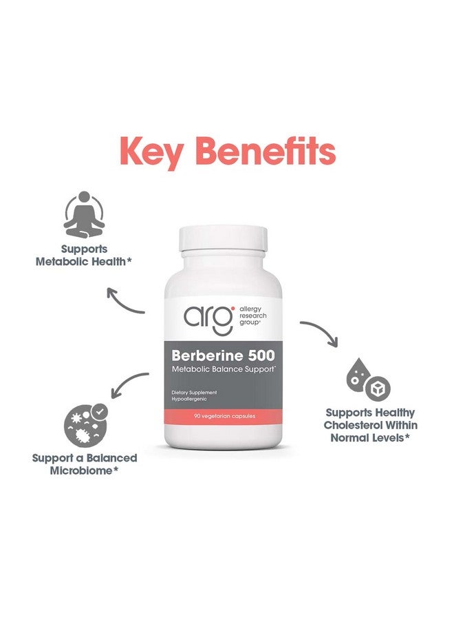Allergy Research Group مجموعة أبحاث الحساسية مكمل بيربرين 500 ملغ - دعم أيضي متعدد الأوجه، يدعم الكوليسترول الصحي، جذر البرباريس الهندي، خالي من مسببات الحساسية، كبسولات نباتية - 90 عد - Image 4