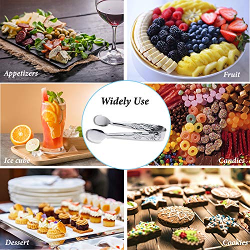 Sunenlyst 3PCS Mini Serving Tongs, 4Inch Rose Stainless Steel Sugar Cube Tongs, Sliver Small Ice Tong for Tea and Coffee Party, Appetizers, Desserts by Sunenlyst (Silver) - Image 4