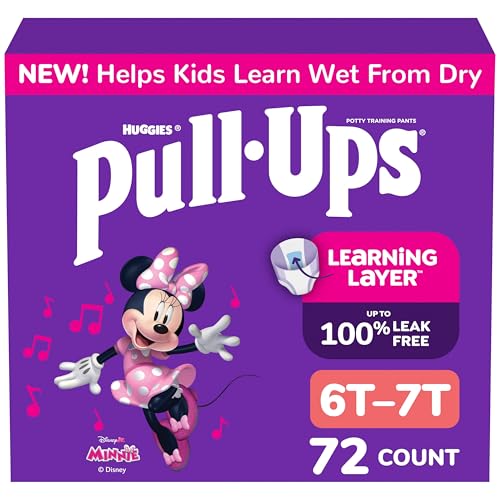 Pull-Ups Girls' Potty Training Pants, Size 6T-7T Training Underwear (55-75 lbs), 72 Count - Image 1