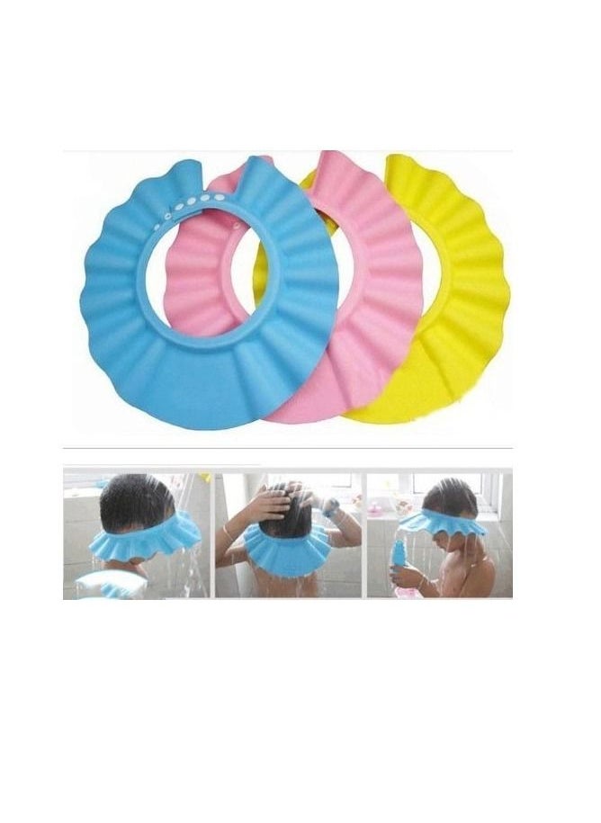 AS SEEN ON TV - Set of 3pc Safe and Secure Multicolor Cap For Baby Ear Protection Shower Bath - Image 1