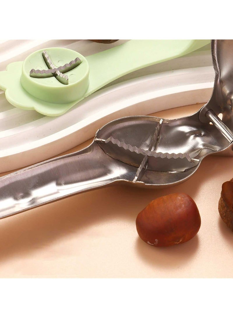 CMGTYYD. مشبك كستناء من الفولاذ المقاوم للصدأ بوظيفة مشبك الكستناء فتاحة كستناء أدوات المطبخ المنزلية (أخضر) - Image 3