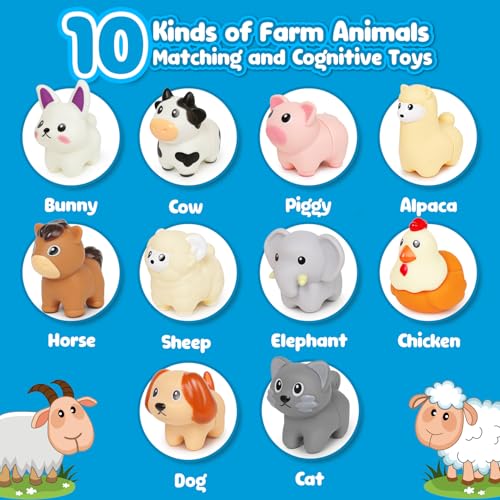 NAODONGLI Montessori Farm Animals for Toddlers 18MonthEarly Educational Little People Animals Figurines Learning Fine Motor Matching Games Easter Basket Stuffers Gift for Boys Girls - Image 5