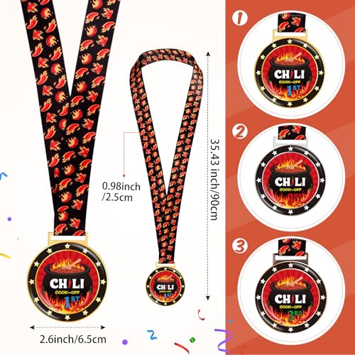 Quelay 15 Pcs Chili Cook off Prizes 1st 2nd 3rd Wooden Spoons Medals Cotton Dishcloths Pepper Charms Trophies Chili Cook off Decorations for Men Women (Wood) - Image 3