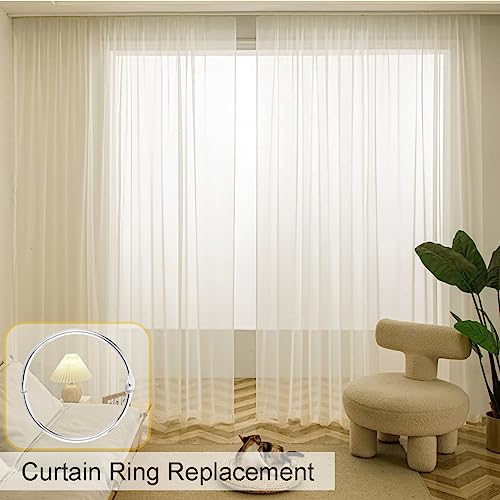 CooBigo 50 Pack Shower Curtain Rings Rust Proof Curtain Hook for Bathroom Shower Rod, Metal Ring for Shower Curtain - 2Inch, Silver - Image 4