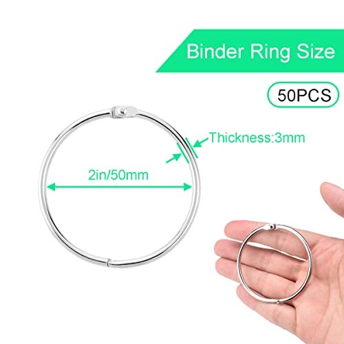 CooBigo 50 Pack Shower Curtain Rings Rust Proof Curtain Hook for Bathroom Shower Rod, Metal Ring for Shower Curtain - 2Inch, Silver - Image 2