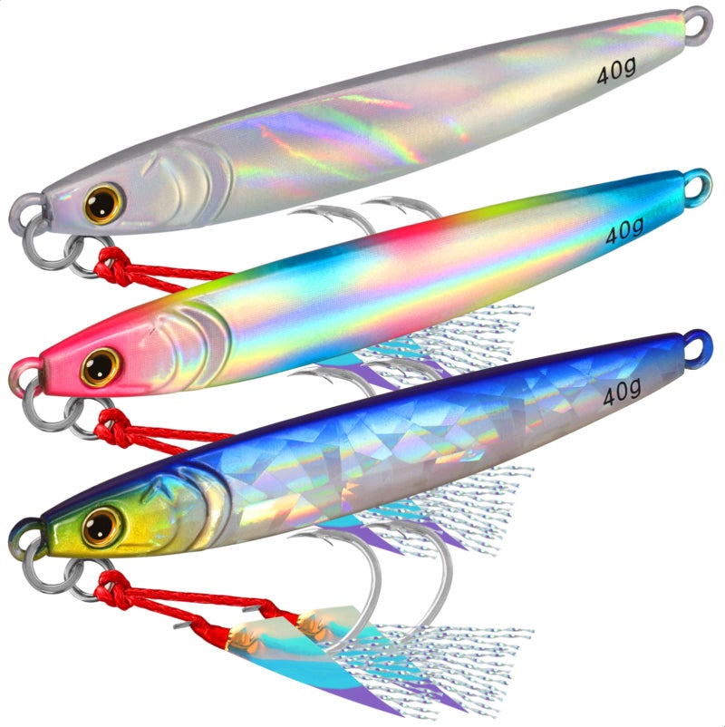 TRUSCEND Metal Fishing Jigs 40g, Full Hand-Polish Vertical/Casting Jigging Lure Bait for Walleye Bass Mackerel Pike Tuna Salmon Grouper, Fishing Jig Saltwater Freshwater, Deep Sea Fishing Spoons Lure - Image 1