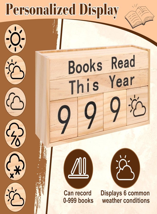 Pletpet Books Read This Year Counter, Book Tracker for Bookshelf, Read Counter Sign Wood with 6 Number Blocks and 1 Weather Block for Readers, Students and Reading Club Members - Image 4
