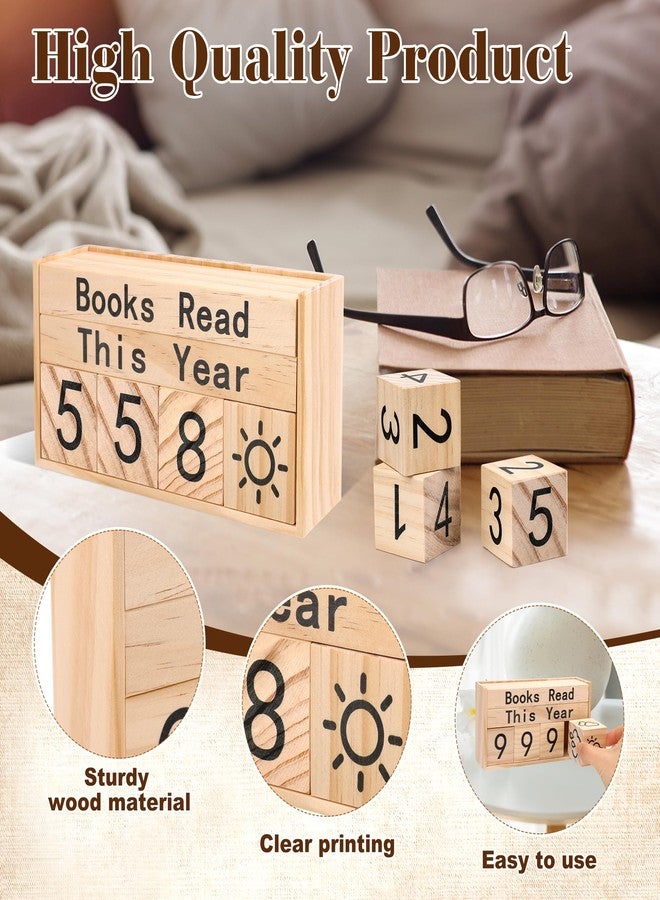 Pletpet Books Read This Year Counter, Book Tracker for Bookshelf, Read Counter Sign Wood with 6 Number Blocks and 1 Weather Block for Readers, Students and Reading Club Members - Image 5