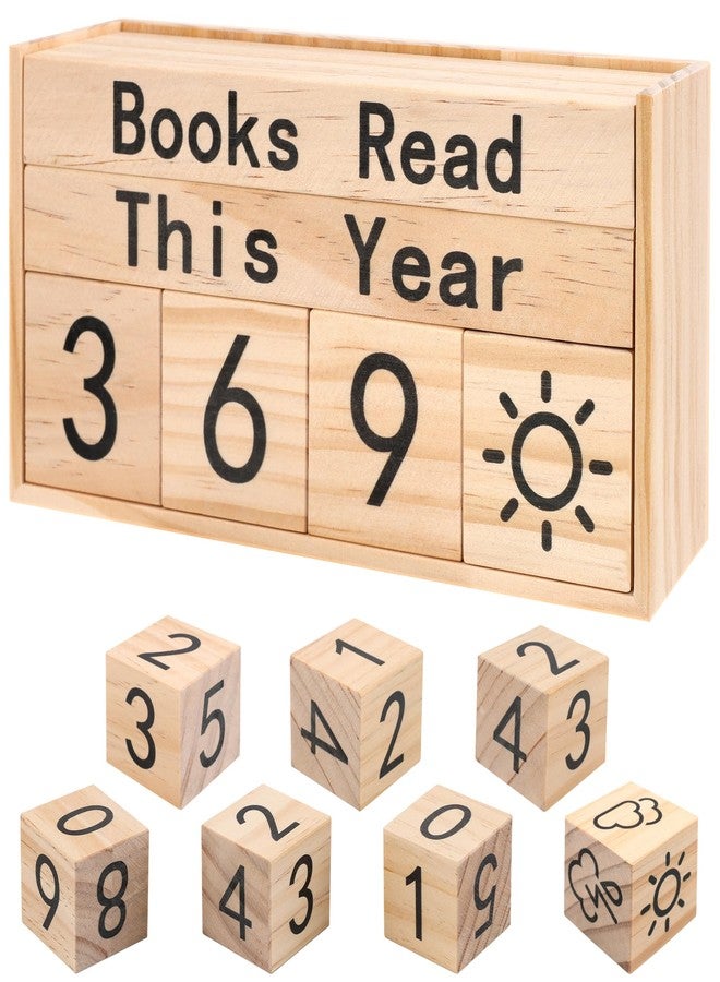 Pletpet Books Read This Year Counter, Book Tracker for Bookshelf, Read Counter Sign Wood with 6 Number Blocks and 1 Weather Block for Readers, Students and Reading Club Members - Image 1