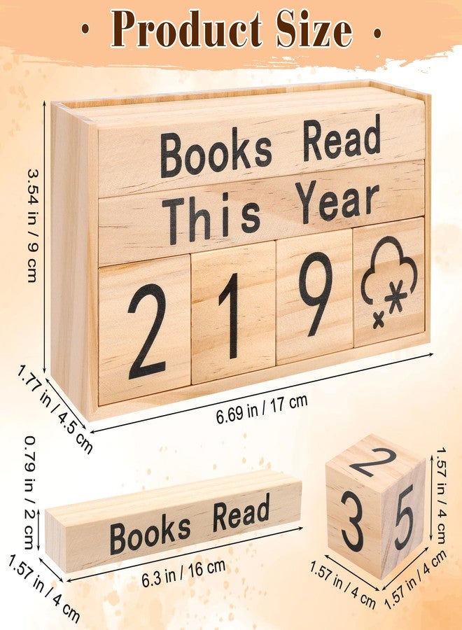 Pletpet Books Read This Year Counter, Book Tracker for Bookshelf, Read Counter Sign Wood with 6 Number Blocks and 1 Weather Block for Readers, Students and Reading Club Members - Image 2