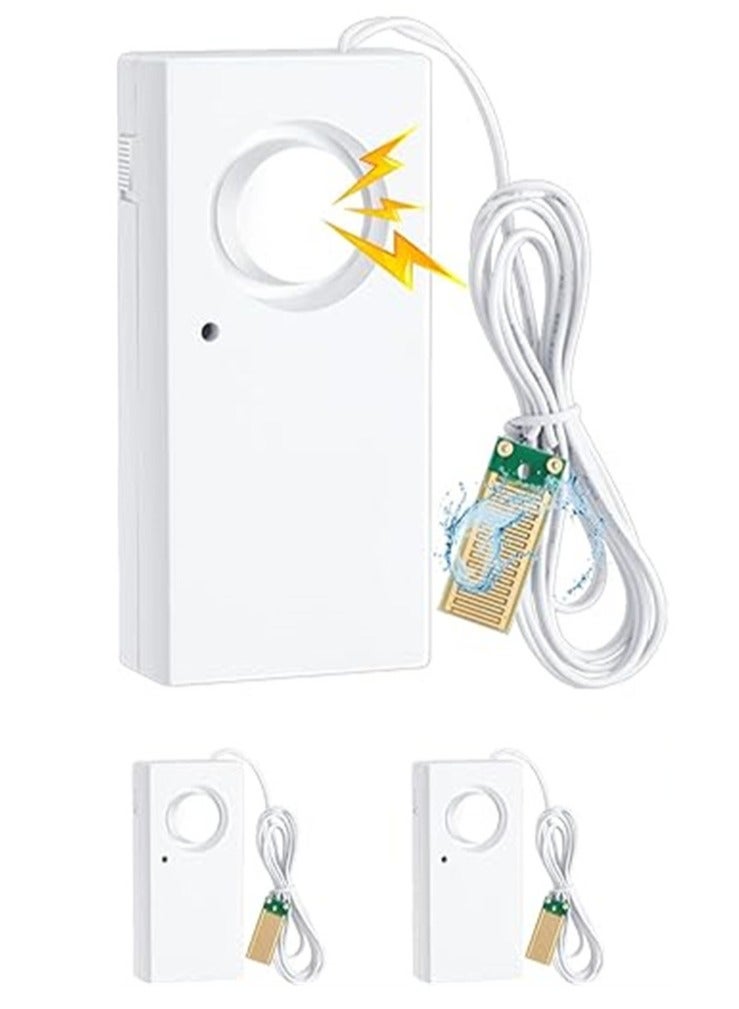 KASTWAVE كاشف تسرب الماء 120دب إنذار تسرب الماء حساس إنذار بطارية 9فولط حساس فيضانات كاشف ماء تنبيه أمان للمنزل القبو المطبخ المرآب حوض الاستحمام بالوعة أبيض 3 قطع - Image 1