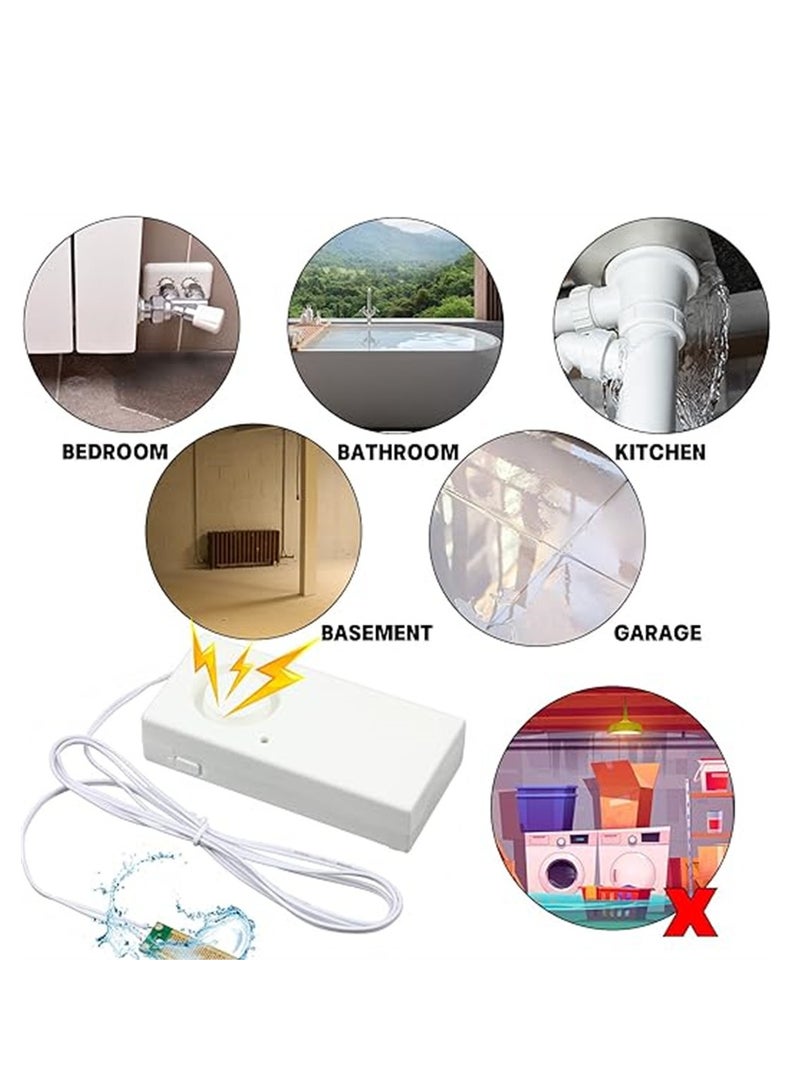 KASTWAVE كاشف تسرب الماء 120دب إنذار تسرب الماء حساس إنذار بطارية 9فولط حساس فيضانات كاشف ماء تنبيه أمان للمنزل القبو المطبخ المرآب حوض الاستحمام بالوعة أبيض 3 قطع - Image 2