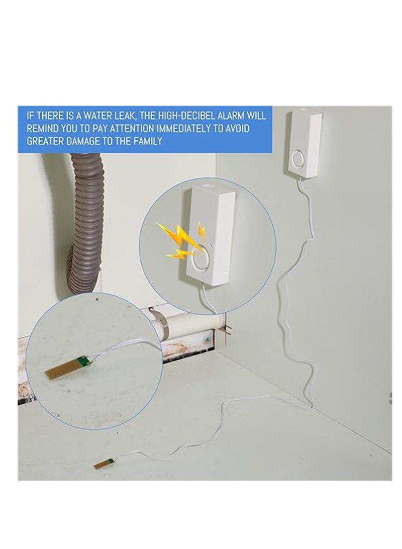 KASTWAVE كاشف تسرب الماء 120دب إنذار تسرب الماء حساس إنذار بطارية 9فولط حساس فيضانات كاشف ماء تنبيه أمان للمنزل القبو المطبخ المرآب حوض الاستحمام بالوعة أبيض 3 قطع - Image 3
