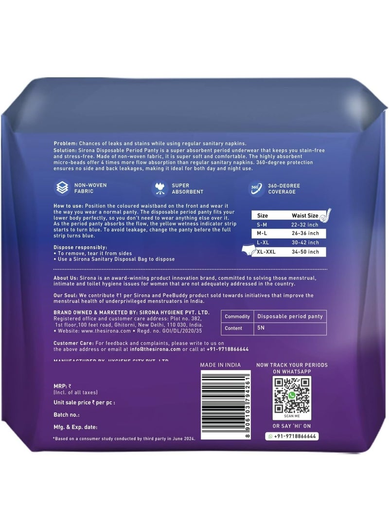 Sirona Disposable Period Panty for Girls & Women |L-XL | Pack of 5 | 360° Coverage for Stress Free Periods | Leakage Protection for Heavy Flow | Rash Free | Super Absorbent with Comfortable Fit - Image 4