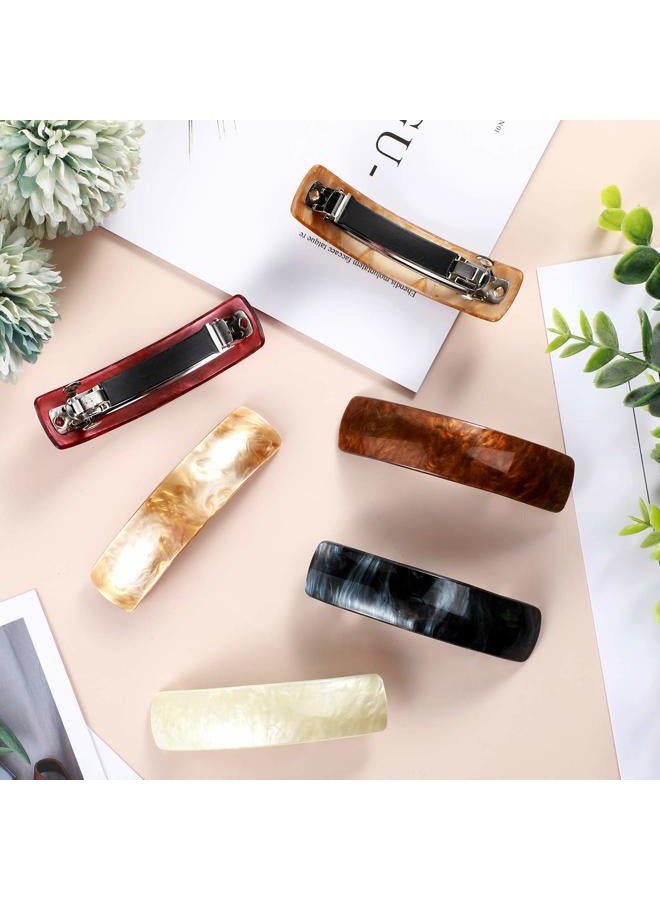 WILLBOND 6 Pieces Retro Large Hair Barrettes Automatic Hair Clasps Simple Automatic Hair Clip French Clip Barrettes for Women Ladies, 6 Colors (Classic Pattern) - Image 4