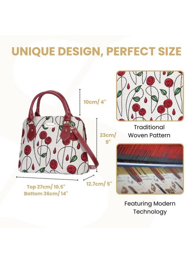 Signare Tapestry Hand Shoulder Bag Cross Body Purses Handbag Satchel Bag for Women In Charles Rennie Mackintosh Rose Design|CONV-RMSP - Image 2