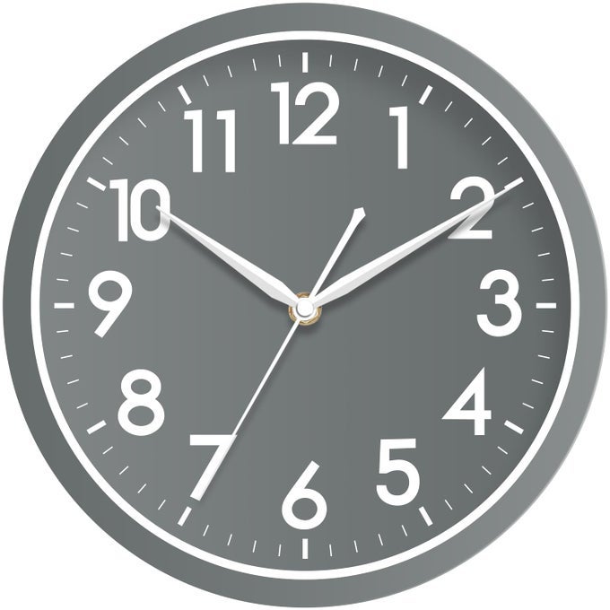 WALL CLOCK BATHROOM 10 INCH ANALOG SMALL WALL CLOCKS BATTERY OPERATED SILENT NON TICKING MODERN SIMPLE STYLE CLOCK DECORATIVE FOR KITCHENBEDROOMHOME OFFICELIVING ROOMSCHOOLGRAY