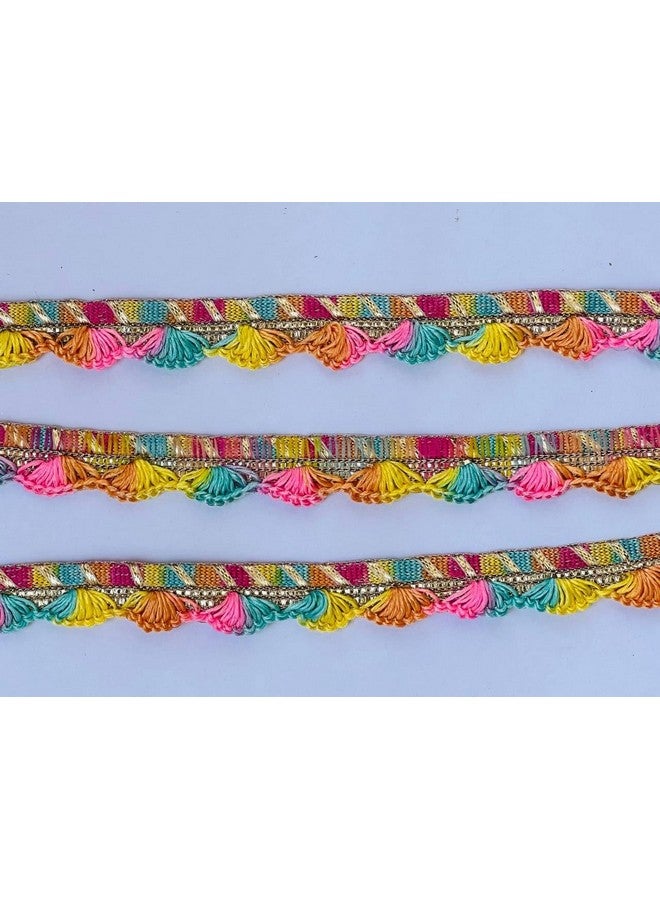 KAVYA FASHION Cotton Resham Multi Colour Lace for Saree Border. Dresses, Sarees, Lehenga, Suits, Blouses, Dupatta, Chunri and Craft (9 Meters) - Image 2