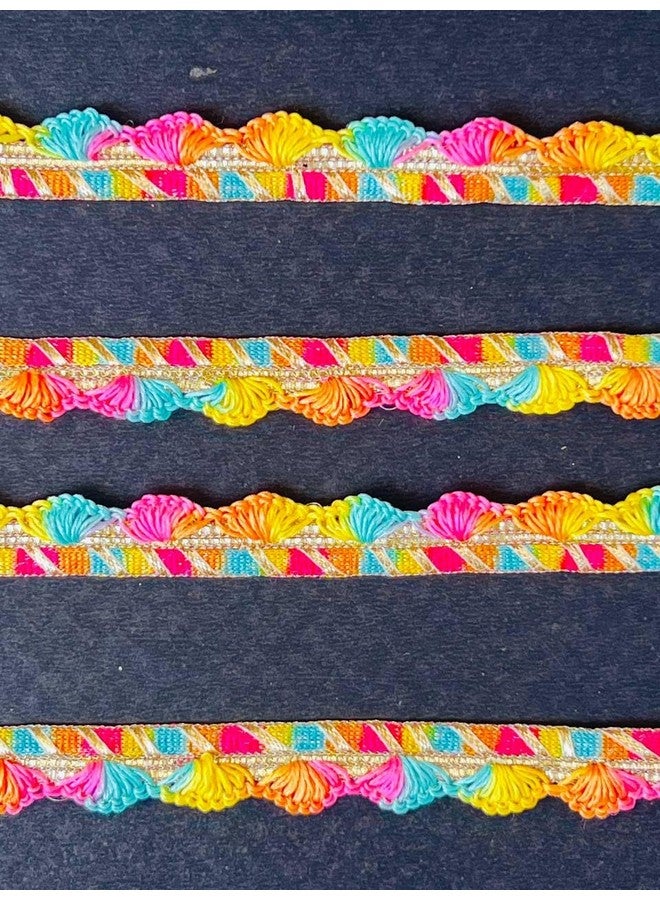 KAVYA FASHION Cotton Resham Multi Colour Lace for Saree Border. Dresses, Sarees, Lehenga, Suits, Blouses, Dupatta, Chunri and Craft (9 Meters) - Image 3