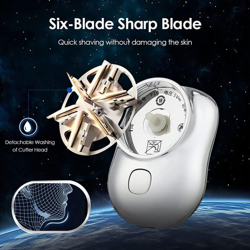 klarako Materialm Magical Precise Waterproof Shaver, Mini Shaver Portable Electric Shaver,Pocket Portable Electric Shave,Wet Dry Rechargeable USB Magic Round Shaving Machines for Men (Black) - Image 4