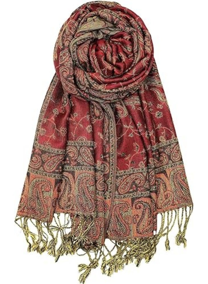 سايكفو شال نسائي، وشاح من حرير الكشمير، بونشو ناعم، وشاح باشمينا ناعم حريري قابل للعكس مع هامش - Image 4