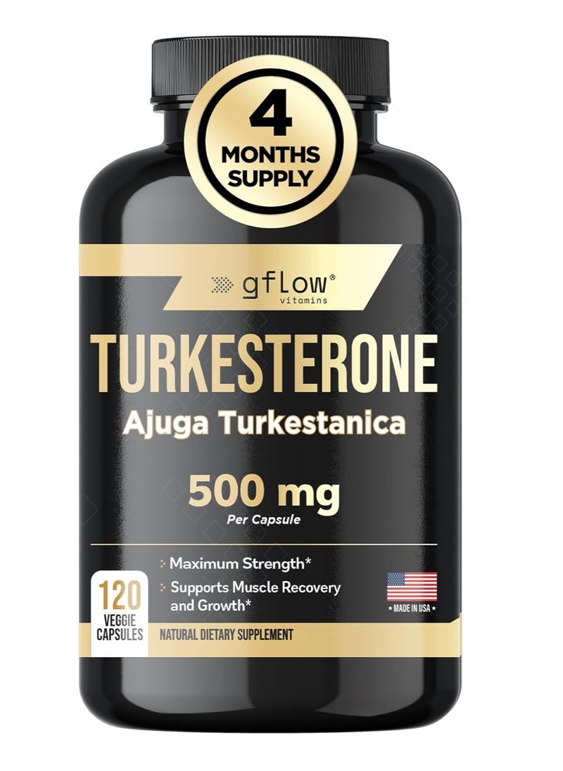 gflow vitamins - Turkesterone - 500 Mg (Ajuga Turkestanica Extract Std. To 10% Turkesterone) Similar To Ecdysterone - Promotes Strength, Endurance, Muscle Growth - Highly. - Image 1