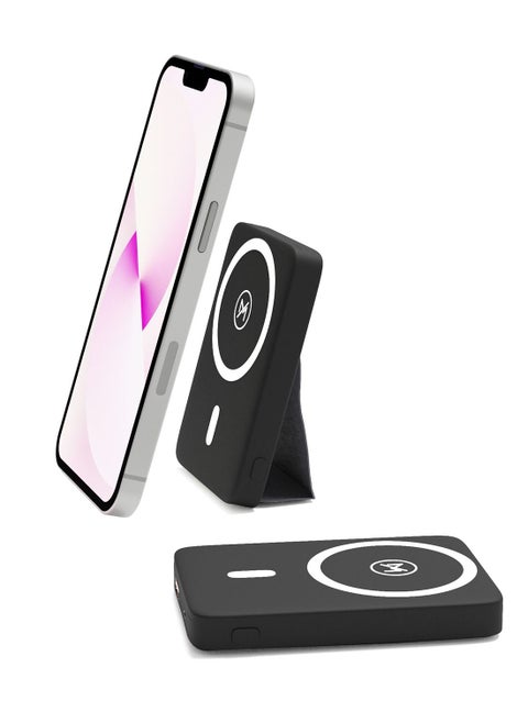 Magsafe Power Bank Wireless Fast Magnetic Charger with Foldable Stand 10000mah Portable Type C Type A for iPhone 12/13/14/15 Pro Max, Pro, Plus, Samsung S23 S22 S21 and Android - Black