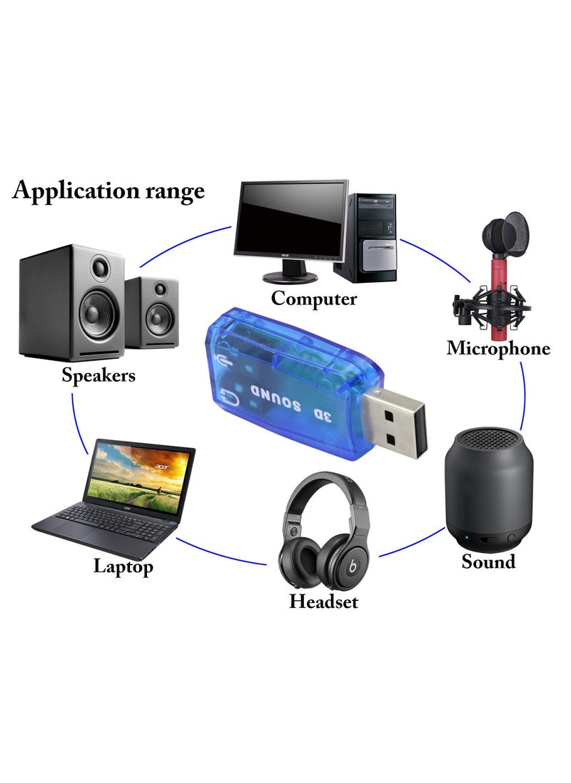 AROAQ Usb Sound Card, External Driver-free Convenient Audio Microphone Sound Card, 3d Audio Sound Card Adapter Virtual Channel For Windows And Mac, Pc, Notebook  - Image 3