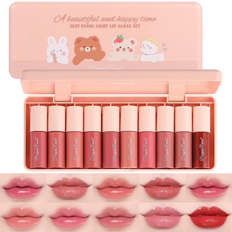 Alisesun 10 Colors Lip Tint Stain Set Korean Plumping Lip Gloss Watery Lip Stain Multiuse for Mini Liquid Lipstick  Cheek Tint Long Lasting Vivid Color  03 